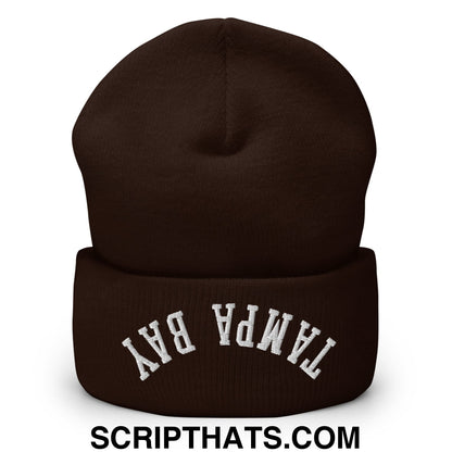 Upside Down Tampa Bay Embroidered Cuffed Knit Beanie Brown