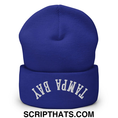Upside Down Tampa Bay Embroidered Cuffed Knit Beanie Royal