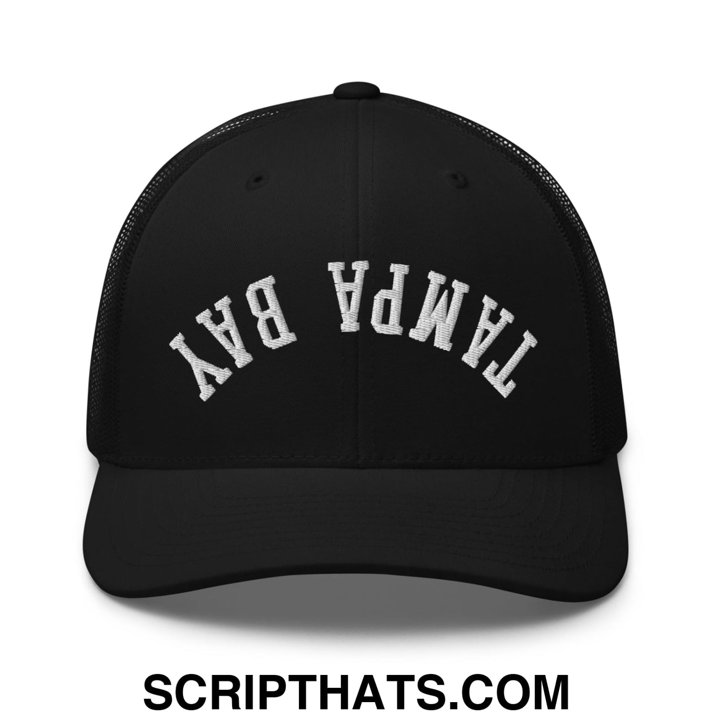 Upside Down Tampa Bay Embroidered Mesh Trucker Hat Black