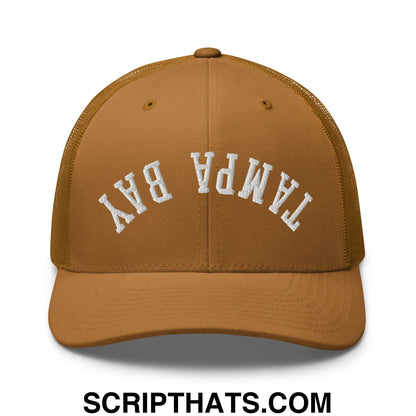 Upside Down Tampa Bay Embroidered Mesh Trucker Hat Caramel