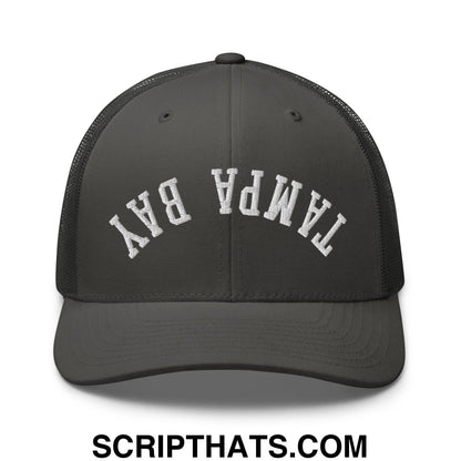 Upside Down Tampa Bay Embroidered Mesh Trucker Hat Charcoal