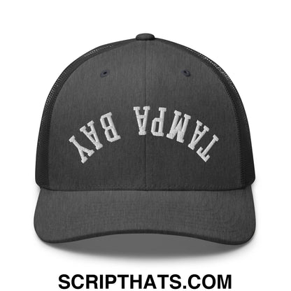 Upside Down Tampa Bay Embroidered Mesh Trucker Hat Dark Heather Gray