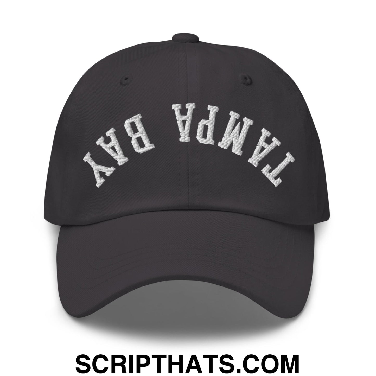 Upside Down Tampa Bay Embroidered Unstructured Dad Hat Dark Grey