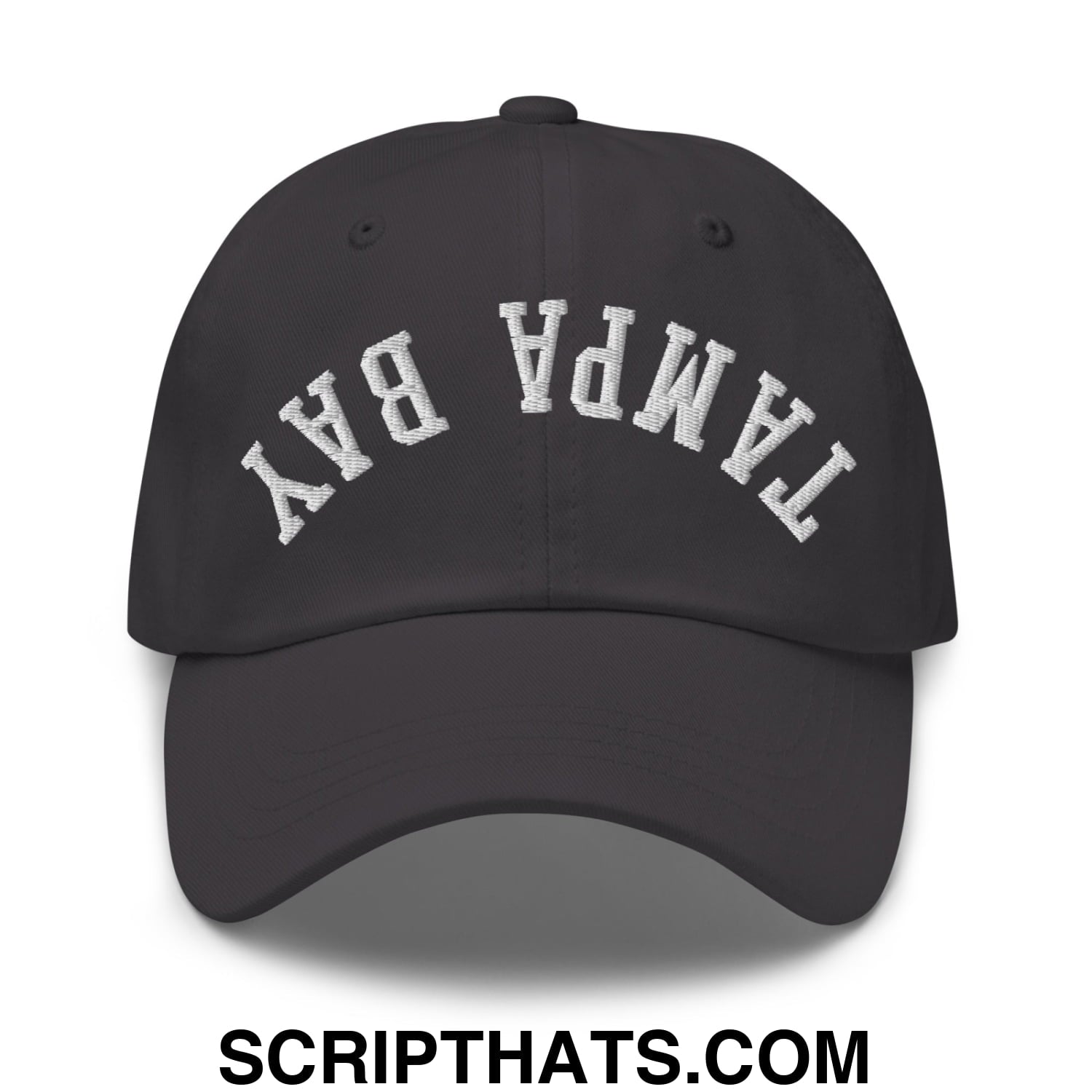 Upside Down Tampa Bay Embroidered Unstructured Dad Hat Dark Grey