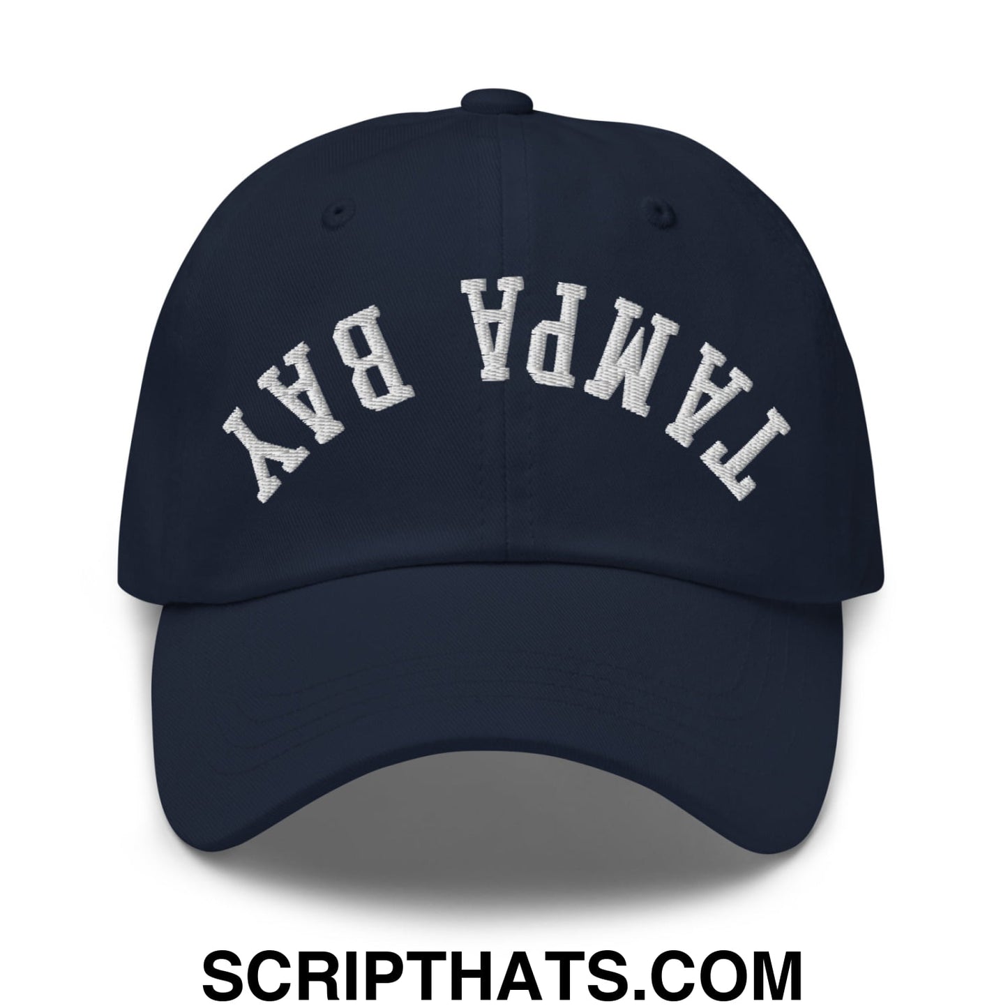 Upside Down Tampa Bay Embroidered Unstructured Dad Hat Navy