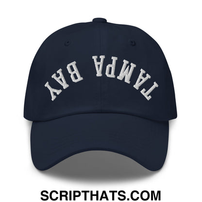 Upside Down Tampa Bay Embroidered Unstructured Dad Hat Navy