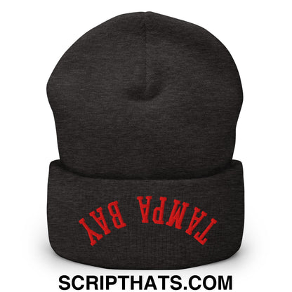 Upside Down Tampa Bay Football Embroidered Cuffed Knit Beanie Dark Grey