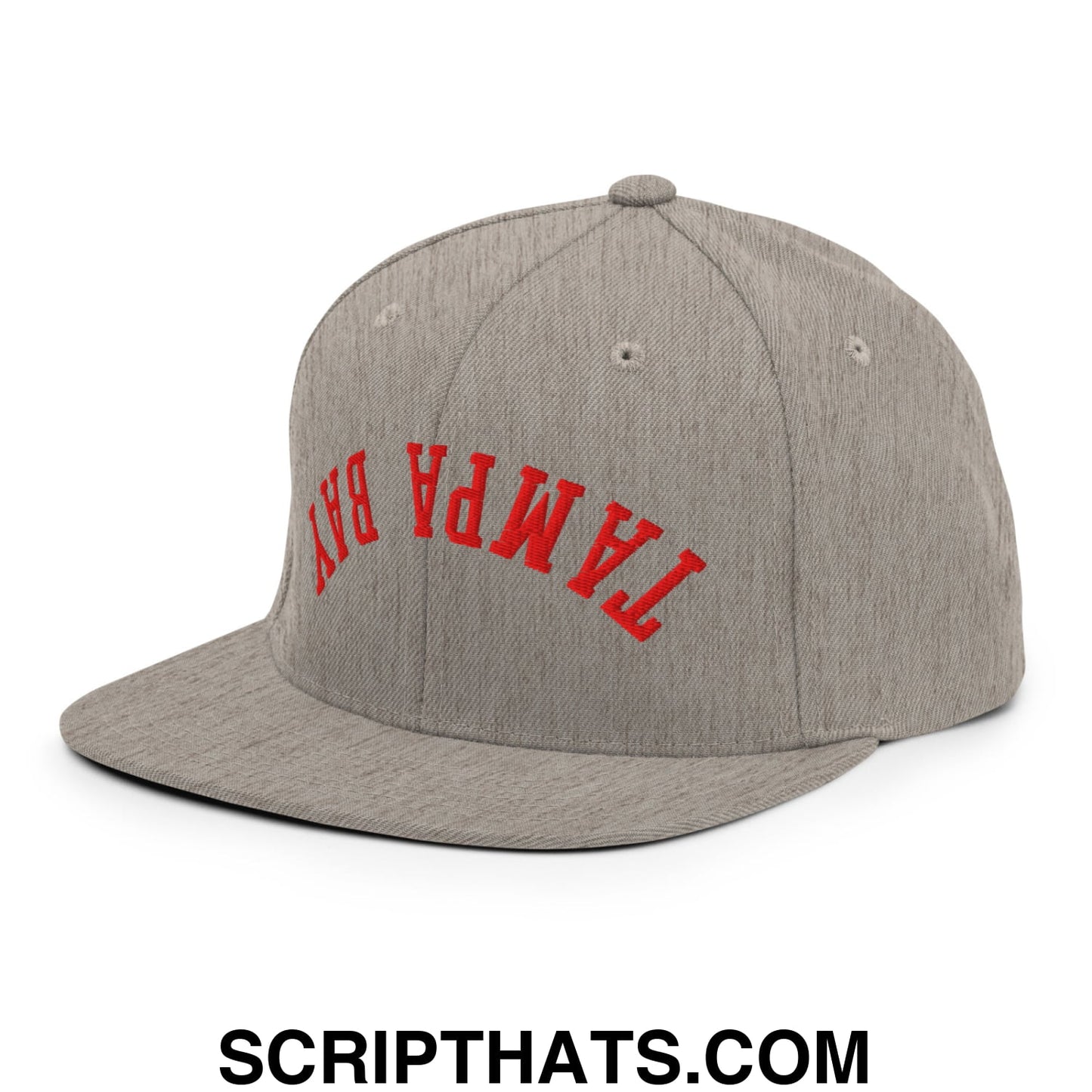 Upside Down Tampa Bay Football Embroidered Flat Bill Brim Snapback Hat Heather Grey
