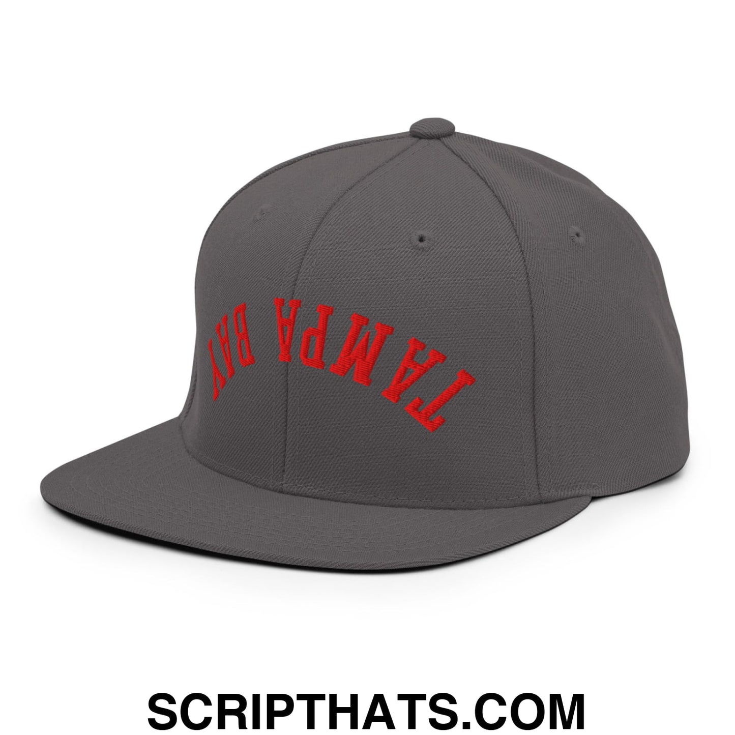 Upside Down Tampa Bay Football Embroidered Flat Bill Brim Snapback Hat Dark Grey