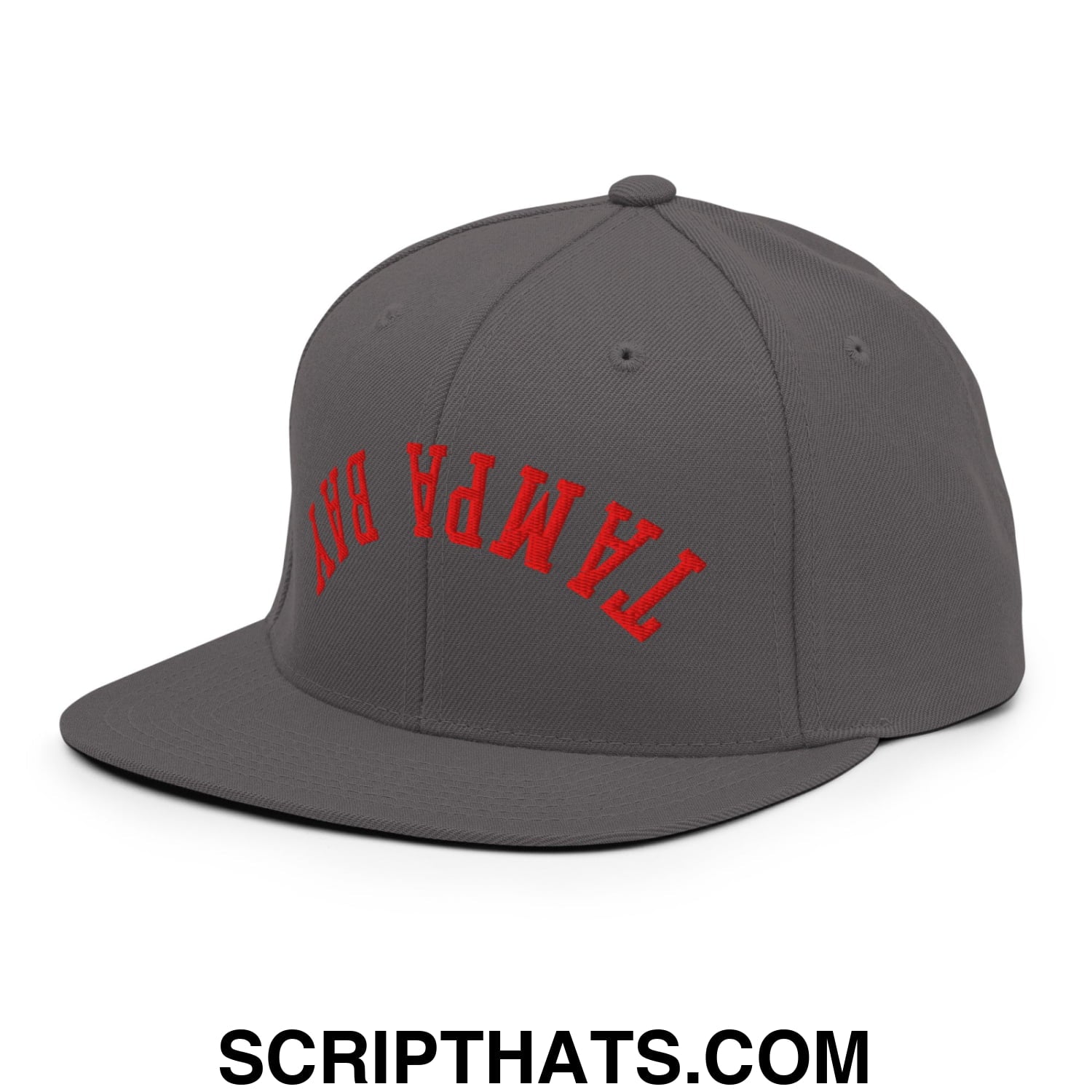 Upside Down Tampa Bay Football Embroidered Flat Bill Brim Snapback Hat Dark Grey