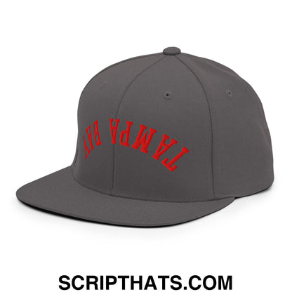 Upside Down Tampa Bay Football Embroidered Flat Bill Brim Snapback Hat Dark Grey