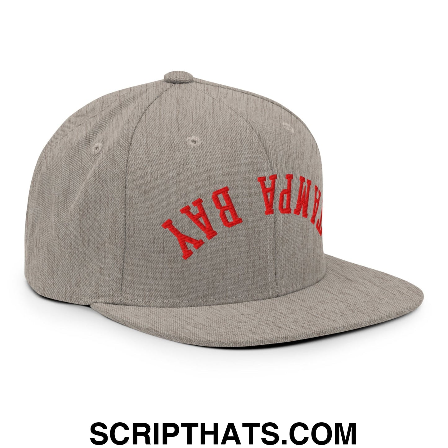 Upside Down Tampa Bay Football Embroidered Flat Bill Brim Snapback Hat Heather Grey