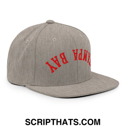 Upside Down Tampa Bay Football Embroidered Flat Bill Brim Snapback Hat Heather Grey