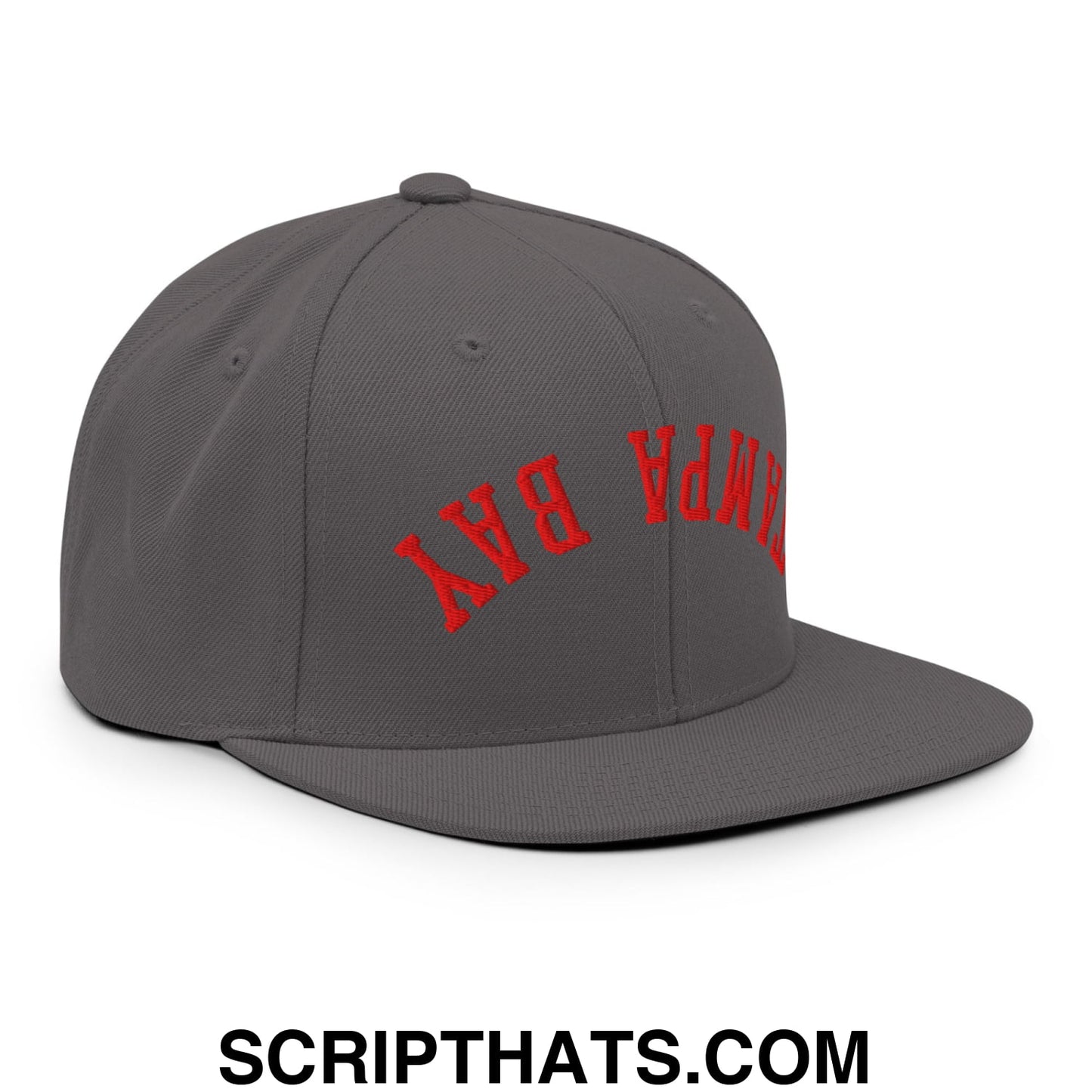 Upside Down Tampa Bay Football Embroidered Flat Bill Brim Snapback Hat Dark Grey