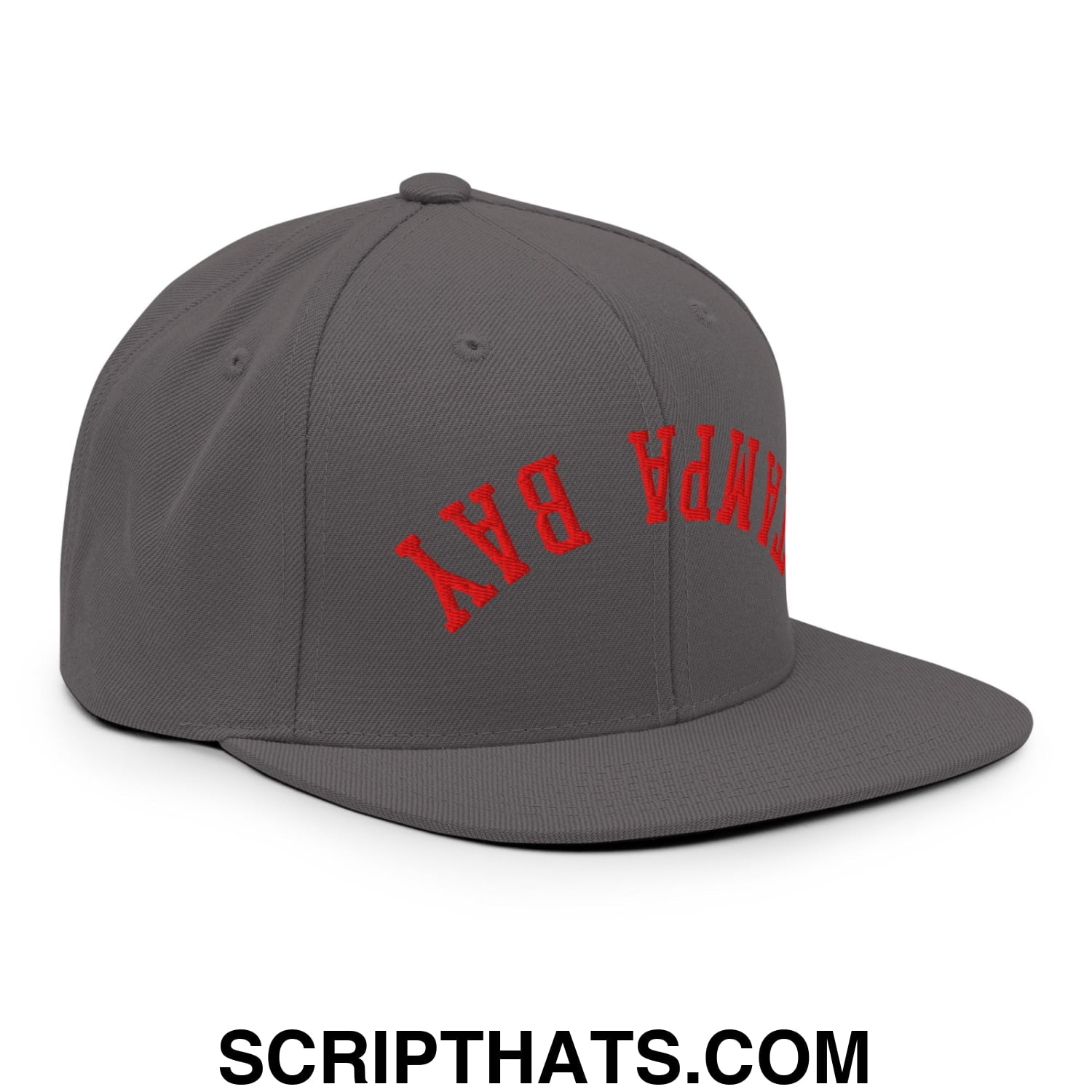 Upside Down Tampa Bay Football Embroidered Flat Bill Brim Snapback Hat Dark Grey