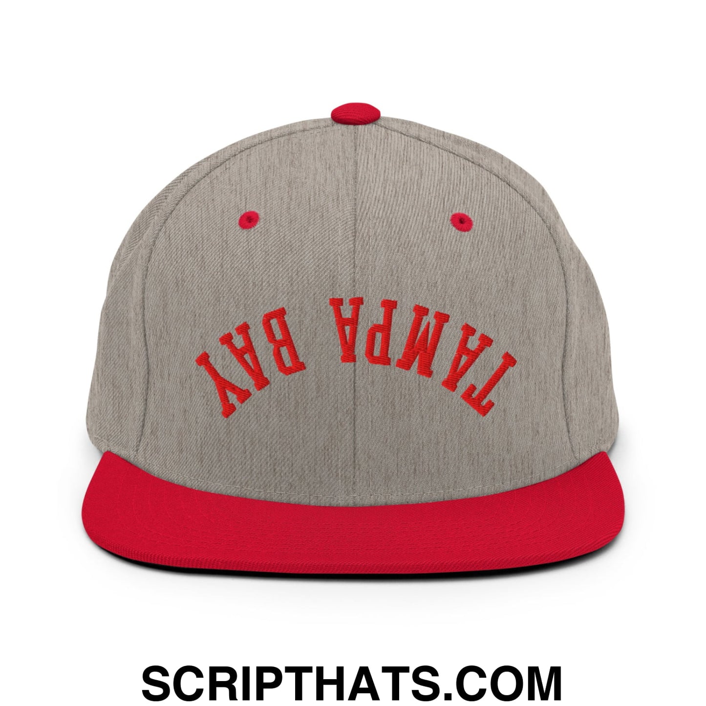 Upside Down Tampa Bay Football Embroidered Flat Bill Brim Snapback Hat Heather Grey Red