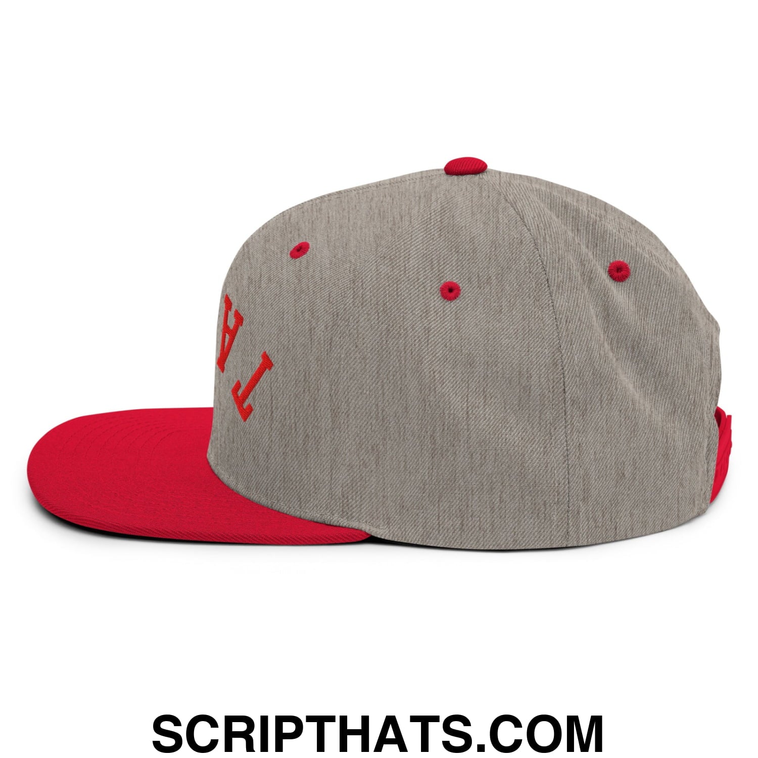 Upside Down Tampa Football Embroidered Flat Bill Brim Snapback Hat Heather Grey Red