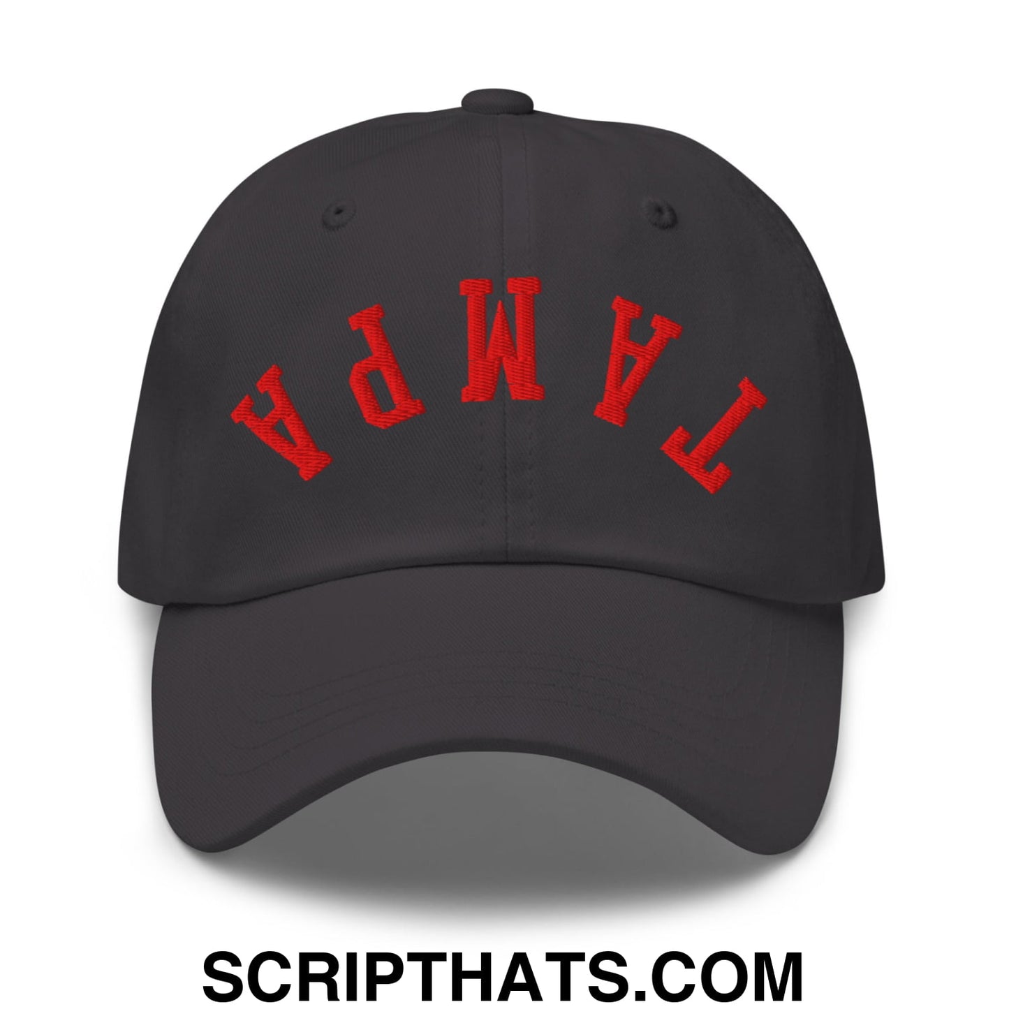 Upside Down Tampa Football Embroidered Unstructured Dad Hat Dark Grey