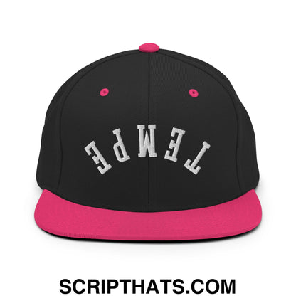 Upside Down Tempe Embroidered Flat Bill Brim Snapback Hat Black Neon Pink