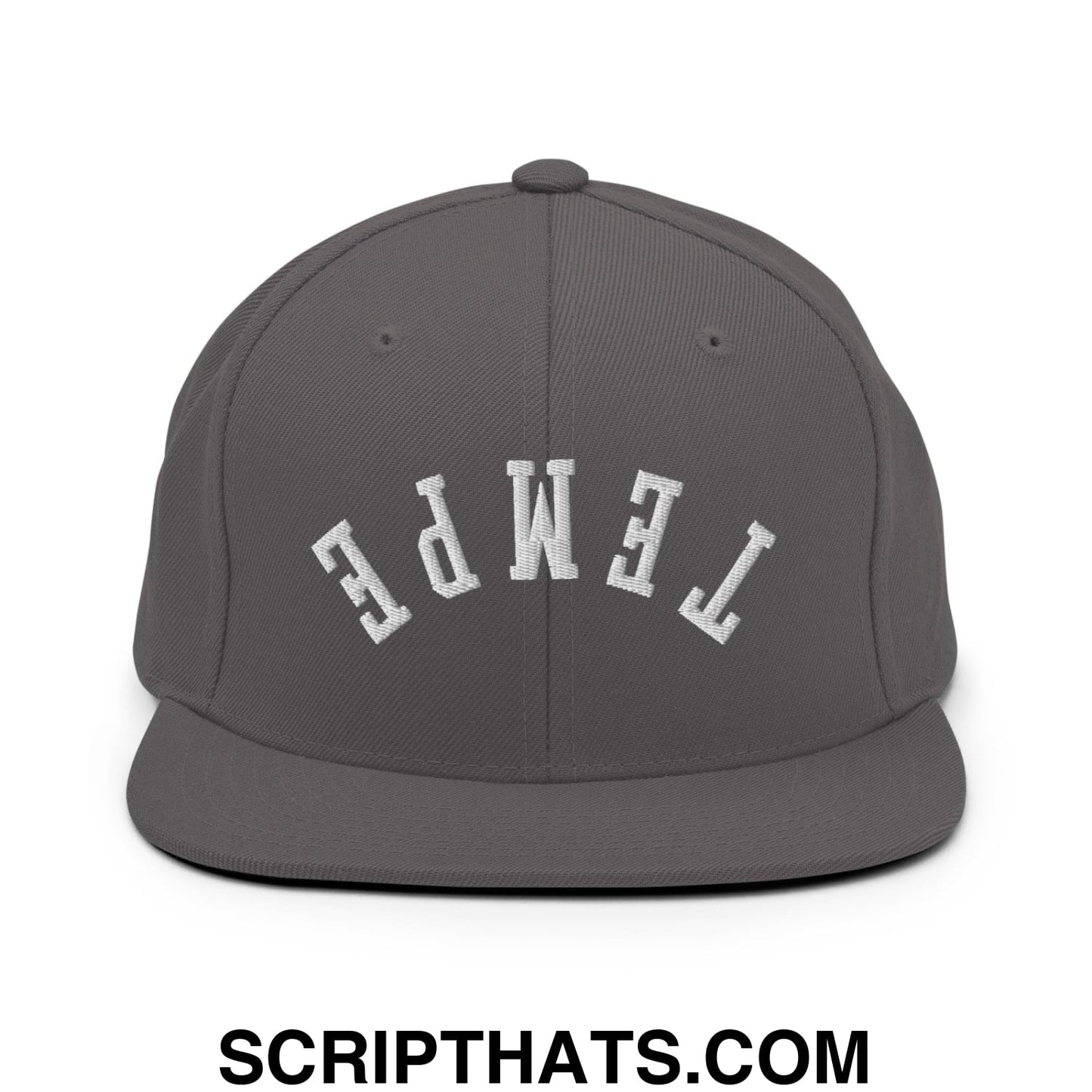 Upside Down Tempe Embroidered Flat Bill Brim Snapback Hat Dark Grey