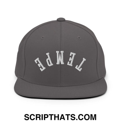 Upside Down Tempe Embroidered Flat Bill Brim Snapback Hat Dark Grey