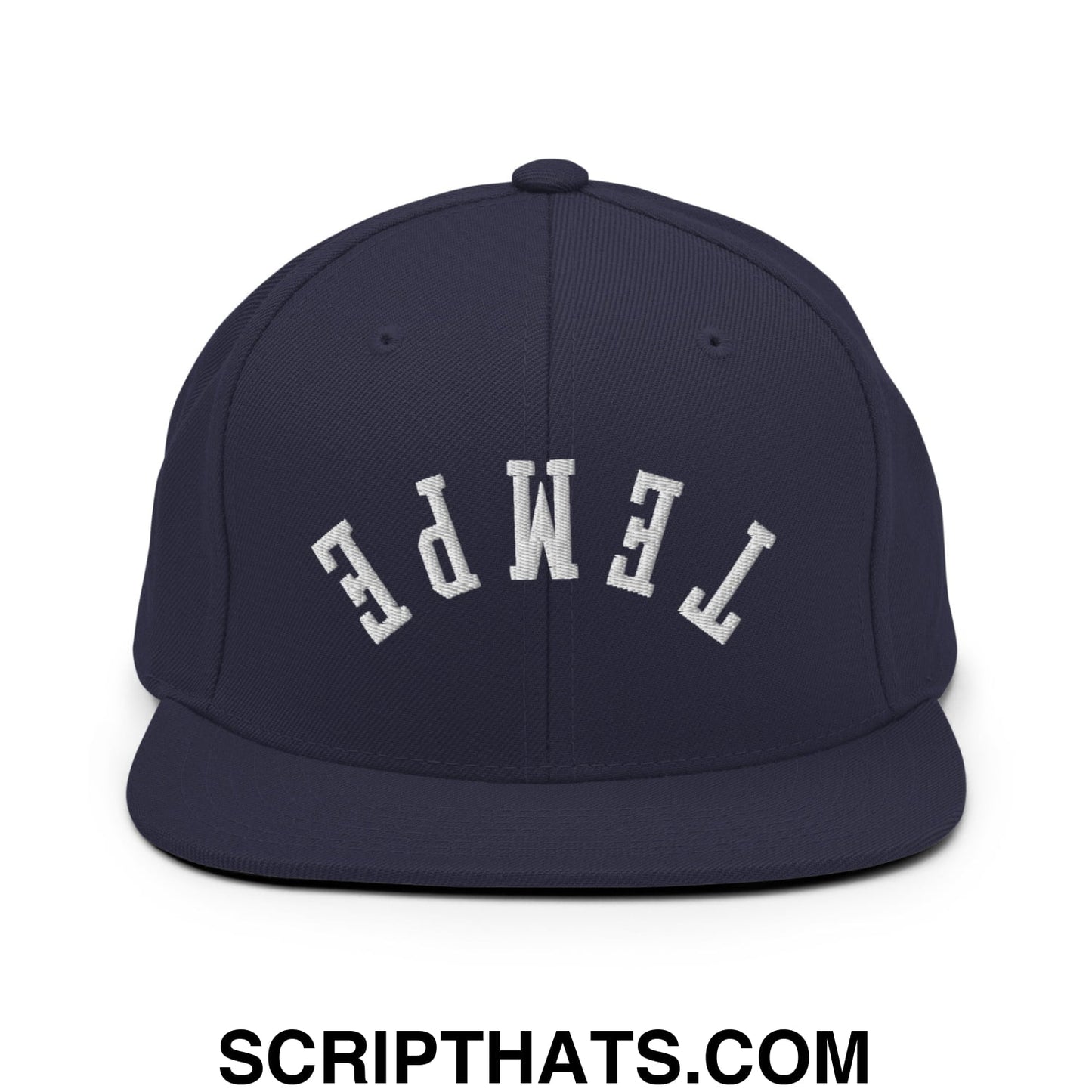 Upside Down Tempe Embroidered Flat Bill Brim Snapback Hat Navy