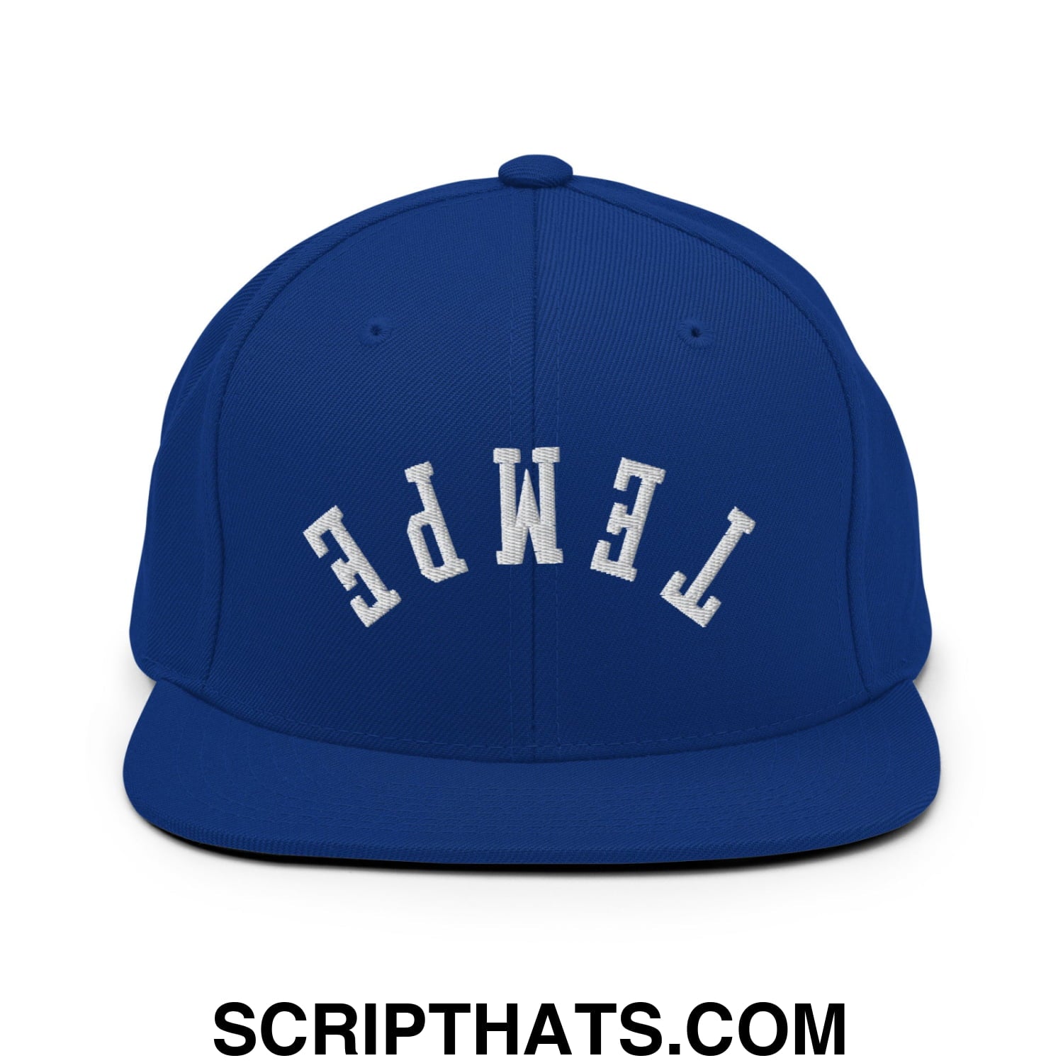 Upside Down Tempe Embroidered Flat Bill Brim Snapback Hat Royal Blue
