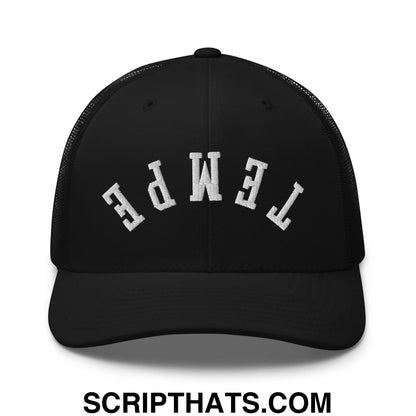 Upside Down Tempe Embroidered Mesh Trucker Hat Black