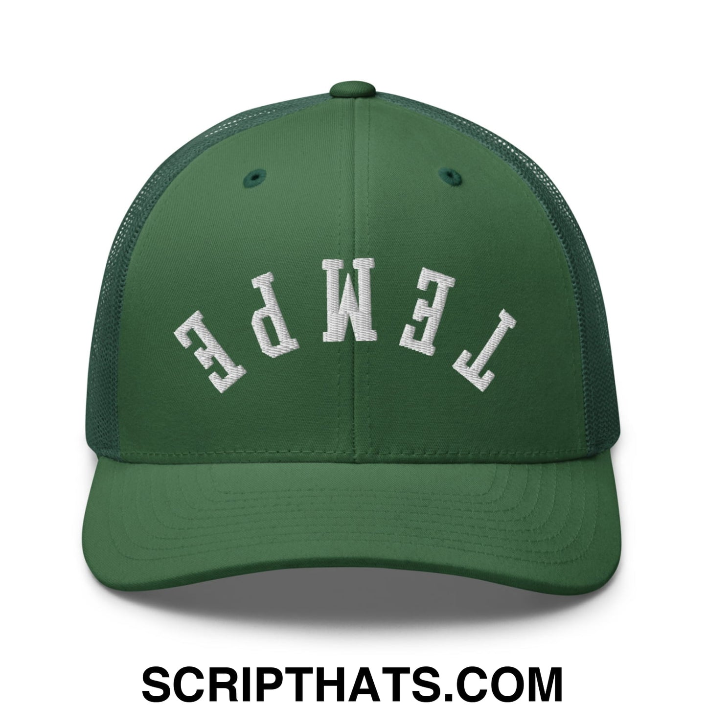 Upside Down Tempe Embroidered Mesh Trucker Hat Evergreen