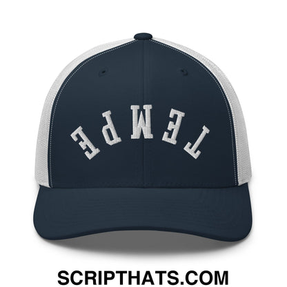 Upside Down Tempe Embroidered Mesh Trucker Hat Navy White
