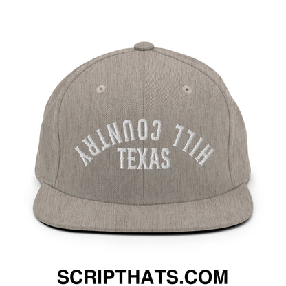 Upside Down Texas Hill Country Embroidered Flat Bill Brim Snapback Hat Heather Grey