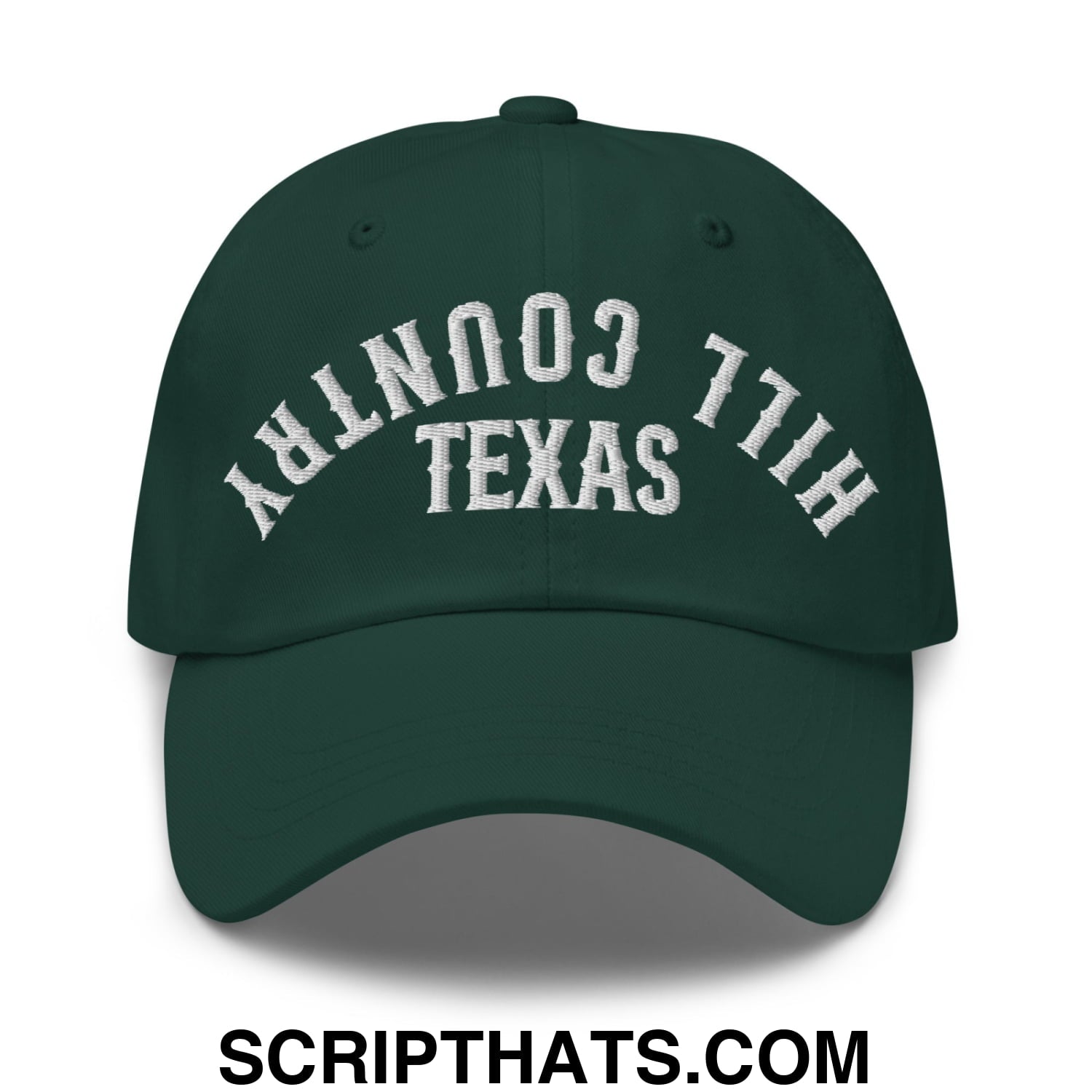 Upside Down Texas Hill Country Embroidered Unstructured Dad Hat Spruce