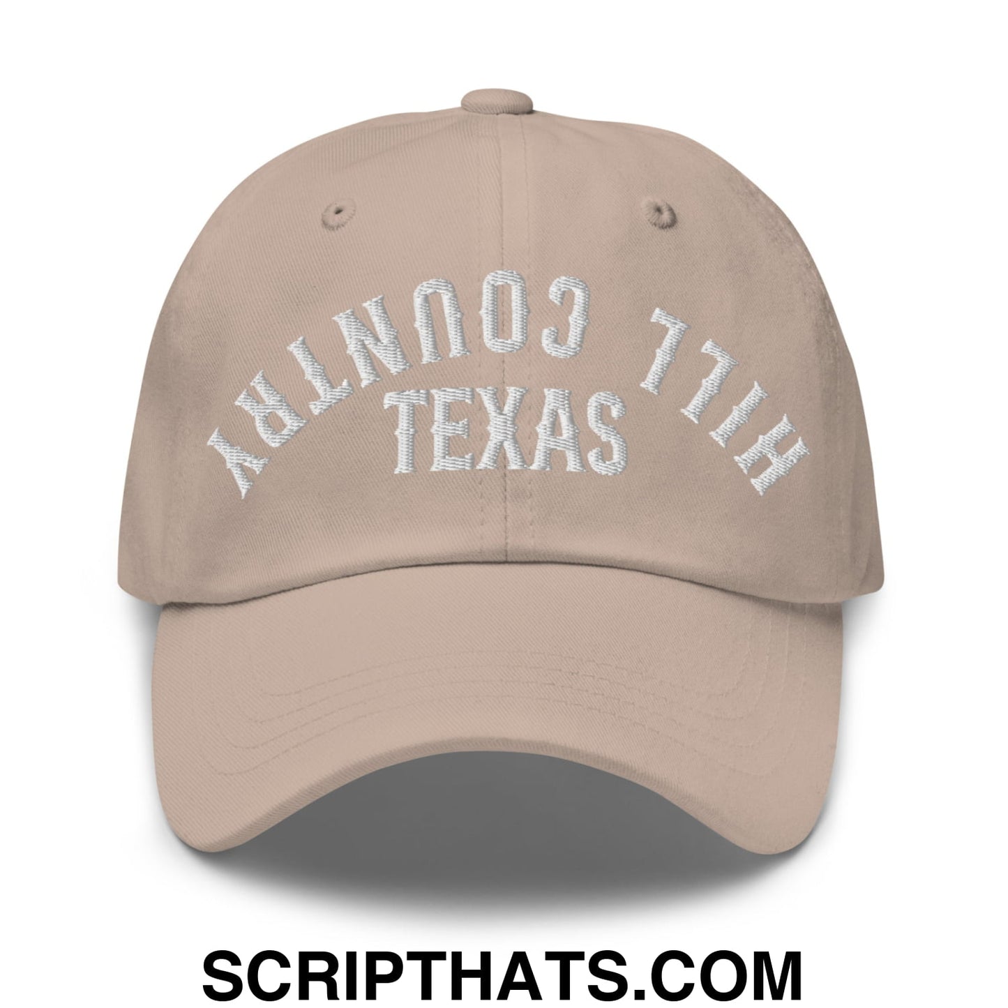 Upside Down Texas Hill Country Embroidered Unstructured Dad Hat Stone