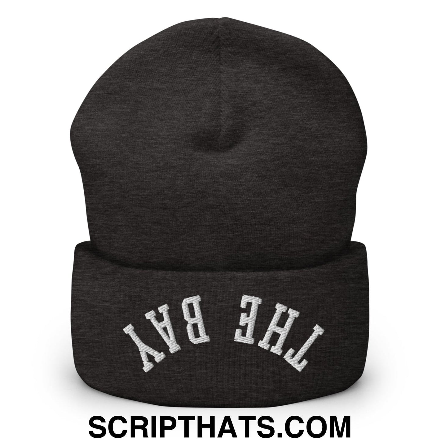 Upside Down The Bay Embroidered Knit Cuffed Beanie Dark Grey