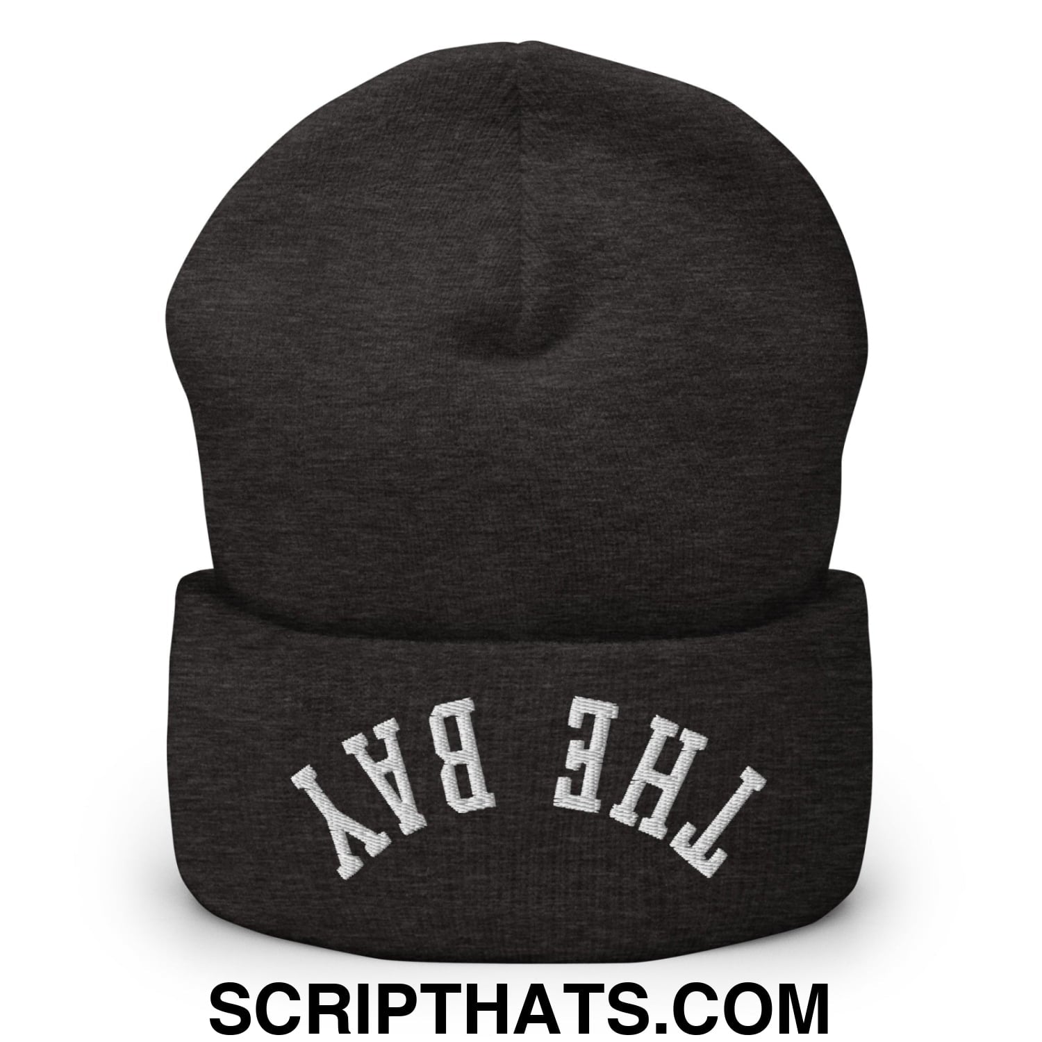Upside Down The Bay Embroidered Knit Cuffed Beanie Dark Grey