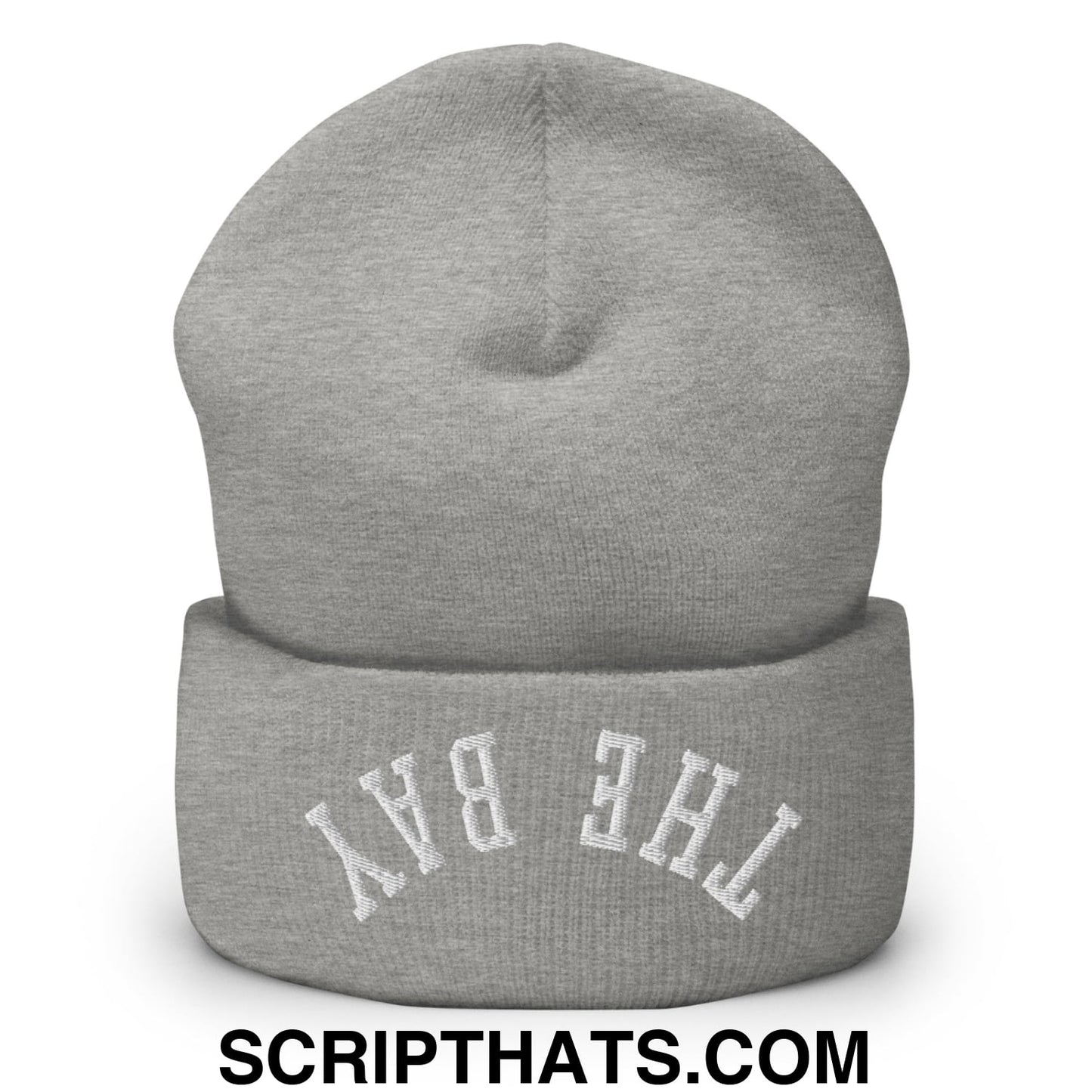 Upside Down The Bay Embroidered Knit Cuffed Beanie Heather Grey