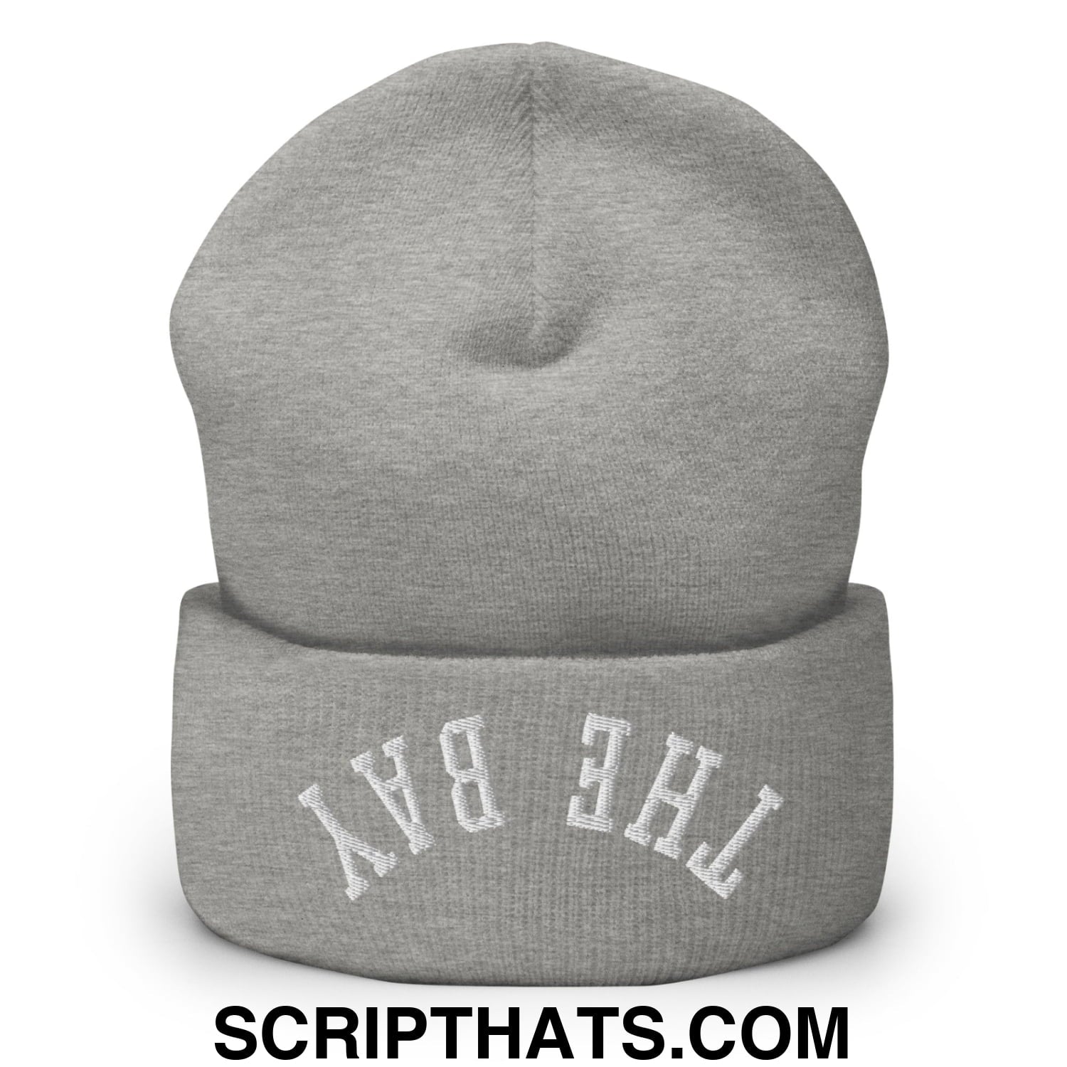 Upside Down The Bay Embroidered Knit Cuffed Beanie Heather Grey