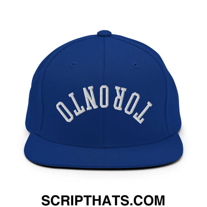 Upside Down Toronto Embroidered Flat Brim Bill Snapback Hat Royal Blue