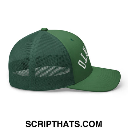 Upside Down Toronto Embroidered Mesh Trucker Hat Evergreen