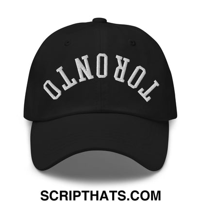 Upside Down Toronto Embroidered Unstructured Dad Hat Black