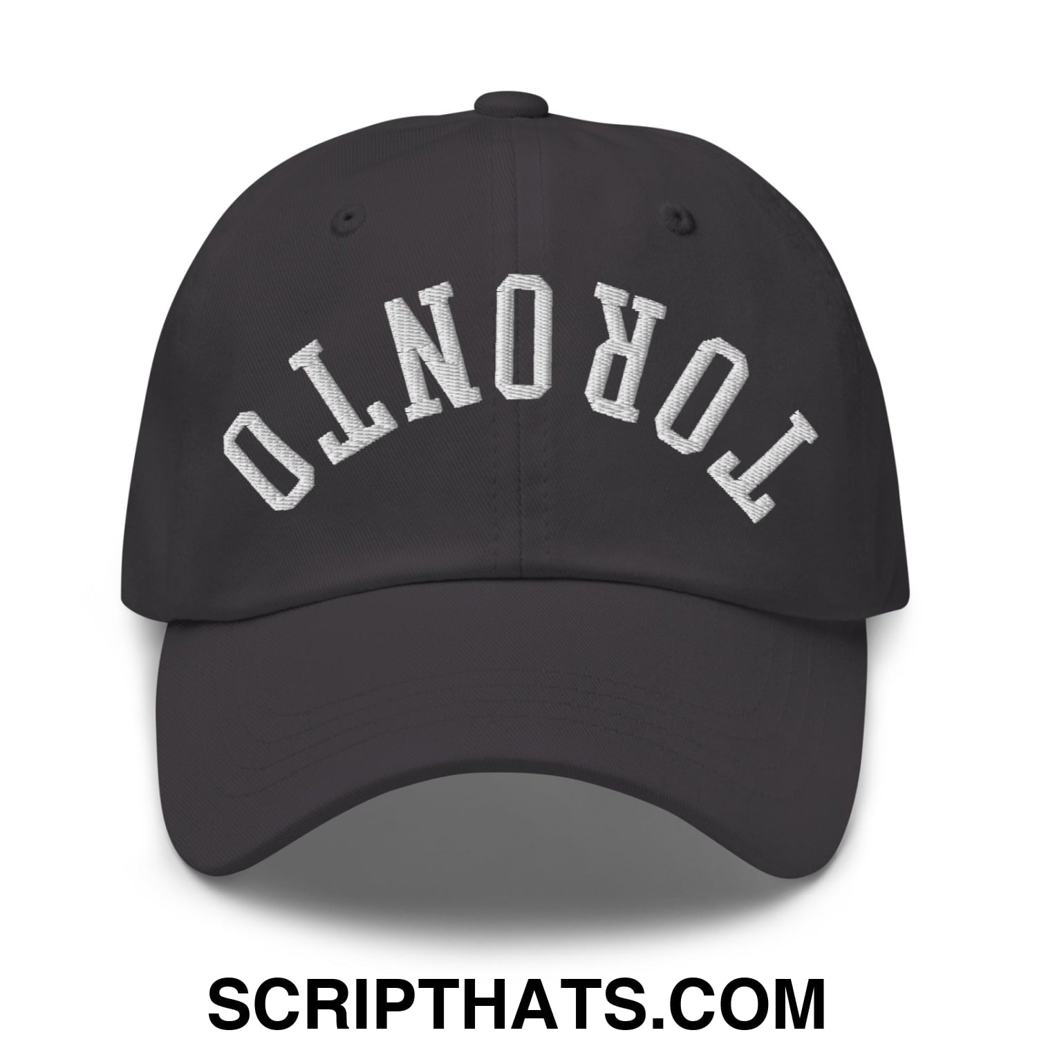 Upside Down Toronto Embroidered Unstructured Dad Hat Dark Grey