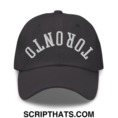 Upside Down Toronto Embroidered Unstructured Dad Hat Dark Grey