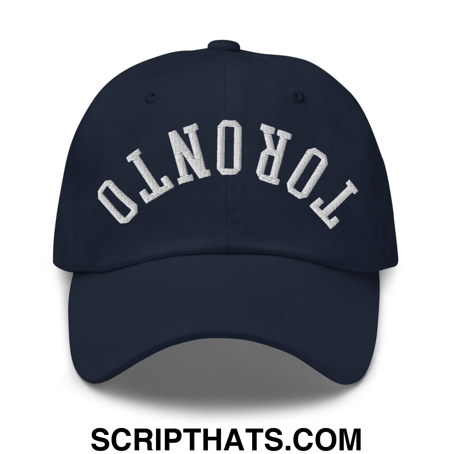 Upside Down Toronto Embroidered Unstructured Dad Hat Navy