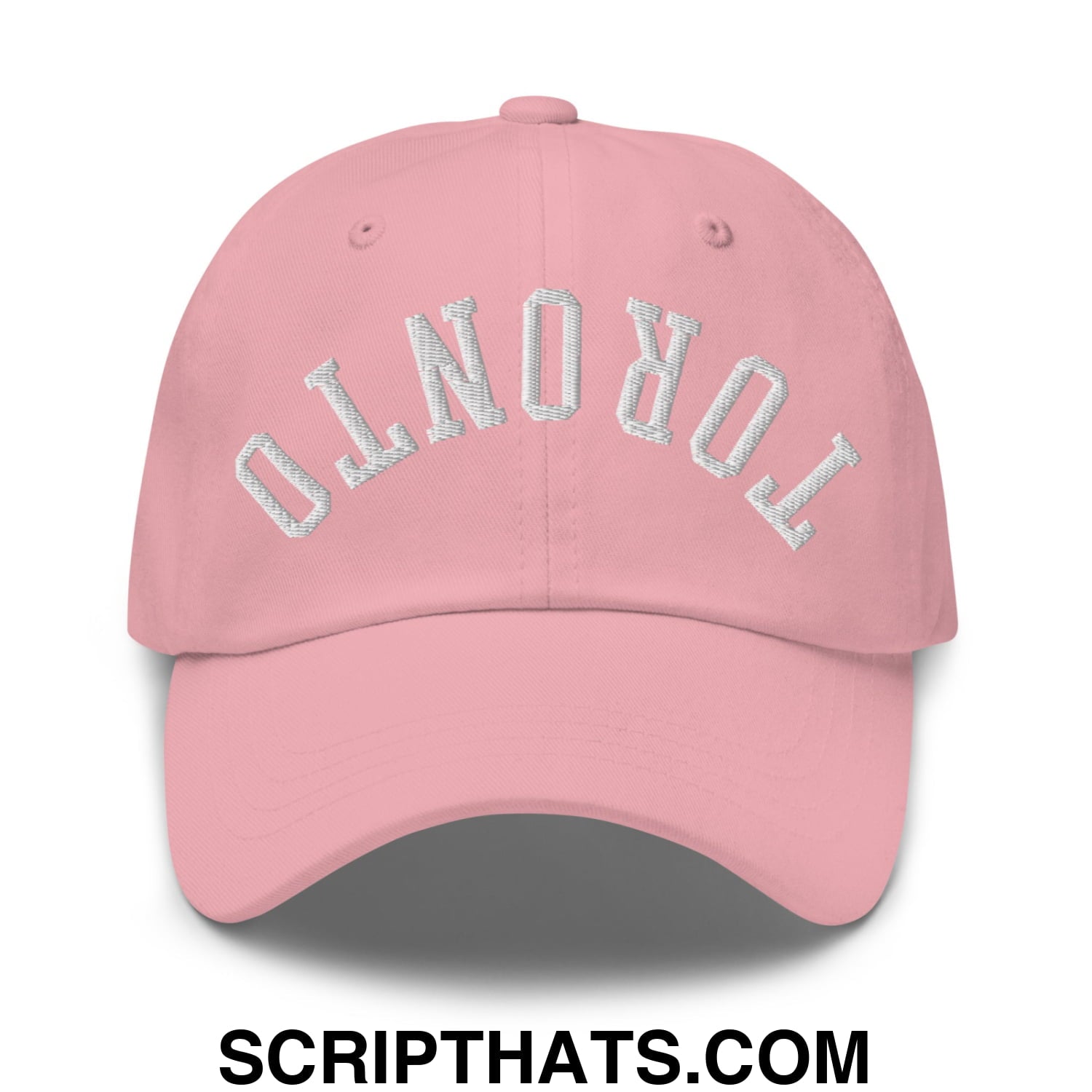 Upside Down Toronto Embroidered Unstructured Dad Hat Pink