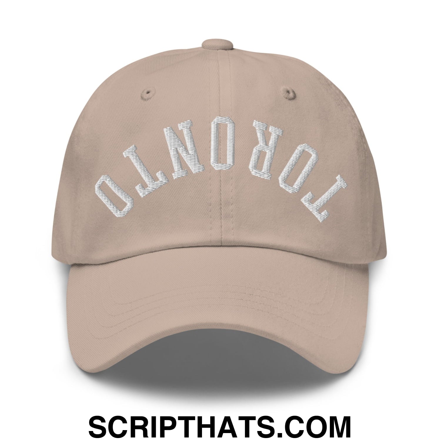 Upside Down Toronto Embroidered Unstructured Dad Hat Stone