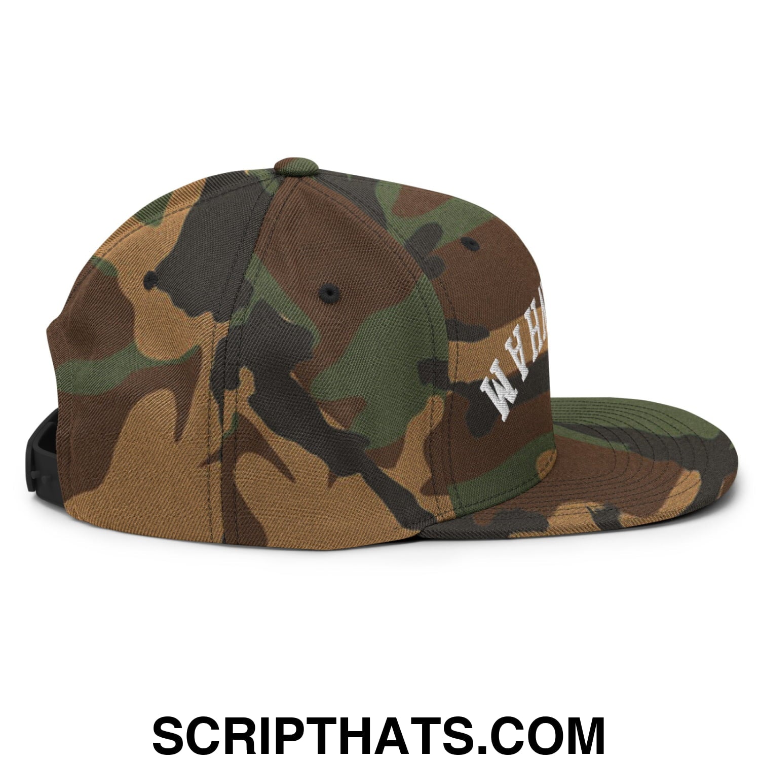 Upside Down Tottenham Embroidered Flat Bill Brim Snapback Hat Green Camo