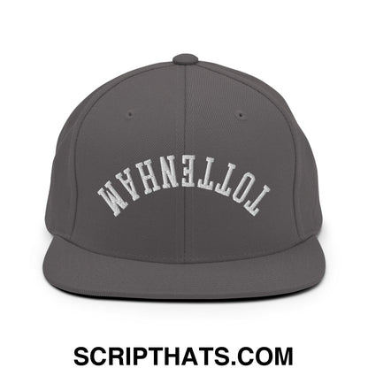 Upside Down Tottenham Embroidered Flat Bill Brim Snapback Hat Dark Grey