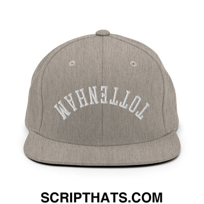 Upside Down Tottenham Embroidered Flat Bill Brim Snapback Hat Heather Grey
