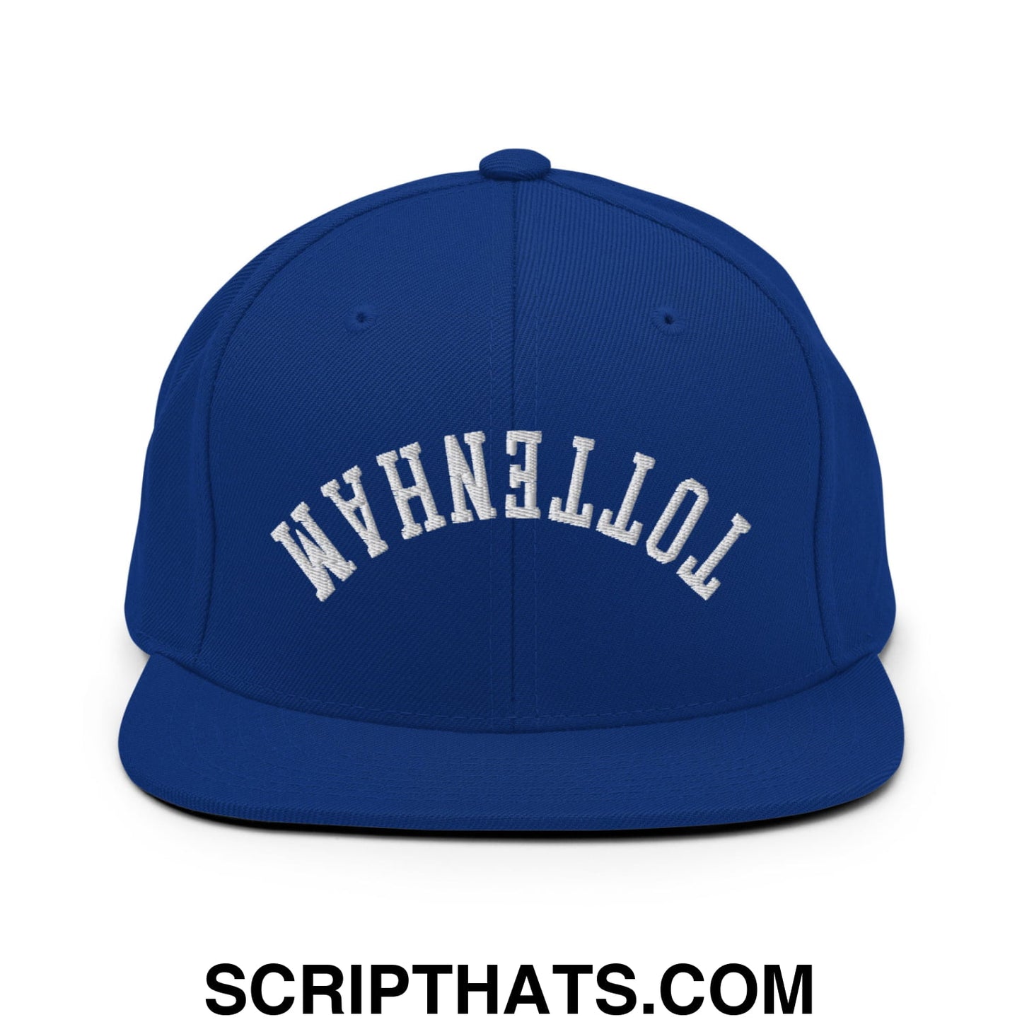 Upside Down Tottenham Embroidered Flat Bill Brim Snapback Hat Royal Blue