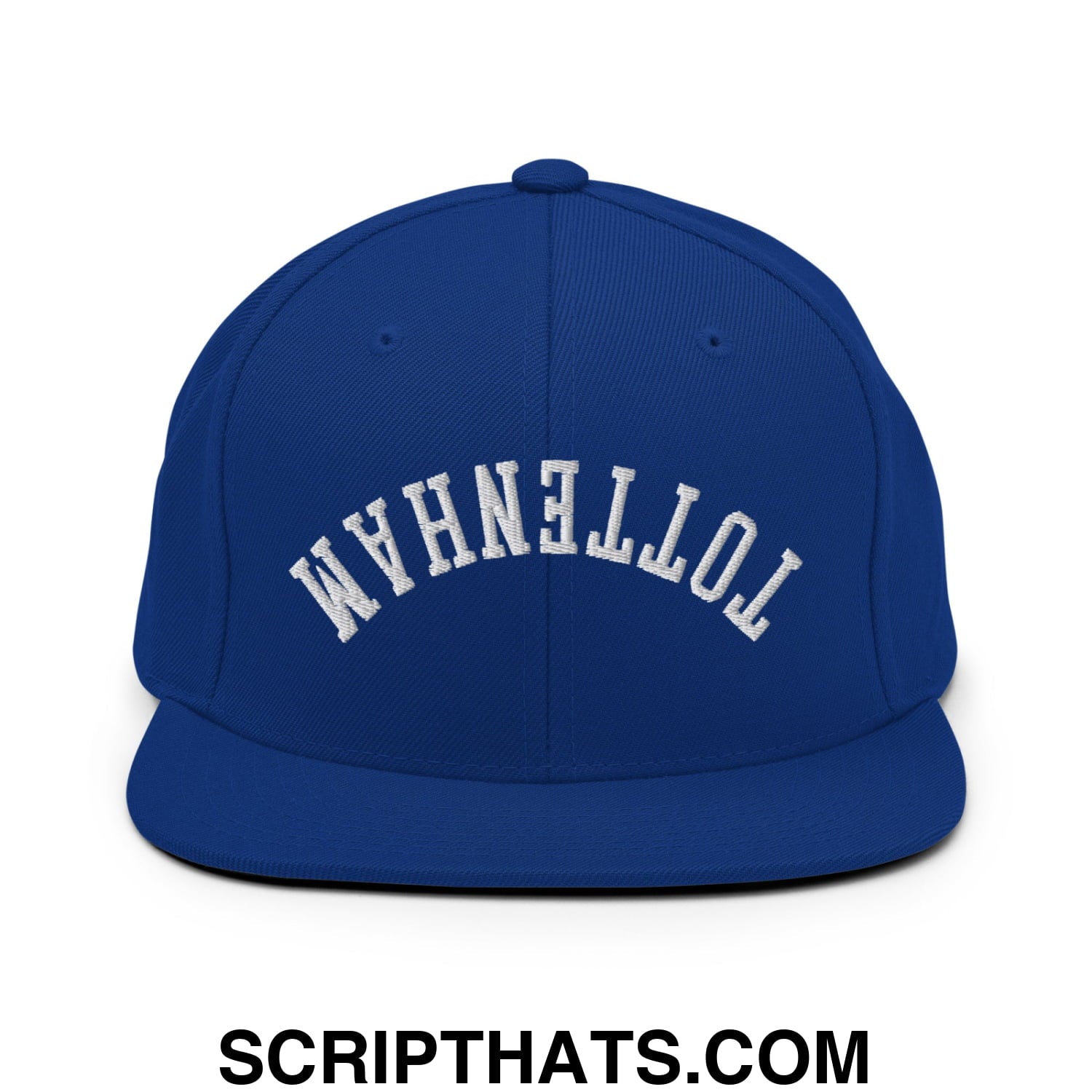 Upside Down Tottenham Embroidered Flat Bill Brim Snapback Hat Royal Blue